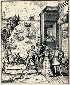 Kolumbus mit Ferdinand und Isabella, 3. August 1492, 1912