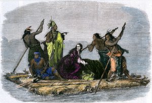 Komantschen entführen ein gefangenes Mädchen, um 1860