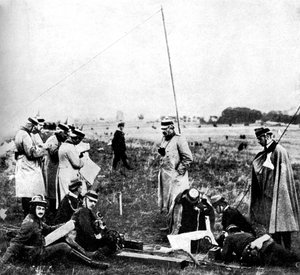 Deutsche Späherkompanie erhält Telefonanweisungen, Erster Weltkrieg, 1914