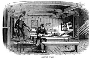 Strafgefangenenstation an Bord des Gefängnisschiffs Warrior in Woolwich, London, 1848 von Unbekannt