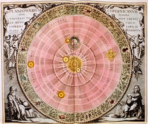 Kopernikanisches heliozentrisches System des Universums, 1708