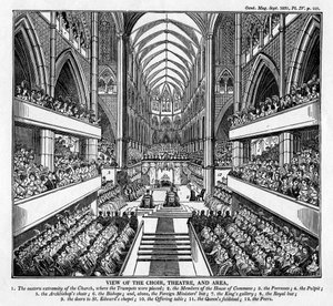 Krönung von König Wilhelm IV. und Königin Adelaide, Westminster Abbey, London, 1831 von Unbekannt