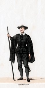 Gerichtsdiener, Kostümentwurf für Shakespeares Stück, Heinrich VIII., 19. Jahrhundert von Unbekannt