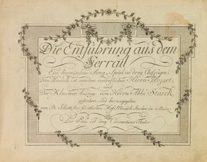 Umschlag der Erstausgabe der Oper Die Entführung aus dem Serail von Mozart, nach 1786 von Unbekannt