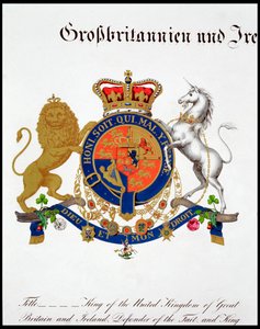 Wappen des Königs des Vereinigten Königreichs von Großbritannien und Irland und Hannover, 19. Jahrhundert von Unbekannt