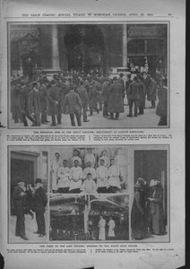 Menschenmengen vor Lloyds of London, Köche an Bord und die White Star Büros, 20. April 1912 von Unbekannt