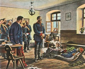 Kronprinz Friedrich Wilhelm mit dem Leichnam von General Douay, 4. August 1870 von Unbekannt