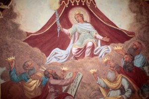 Gekrönte Maria Fresko in der Loreto-Kirche, Prag, Tschechische Republik