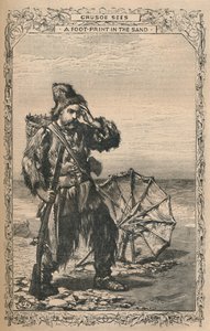 Crusoe sieht einen Fußabdruck im Sand, ca. 1870 von Unbekannt