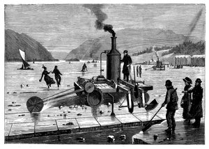 Eis schneiden auf dem St. Lawrence Fluss, Kanada, mit einer dampfbetriebenen Säge von Unbekannt
