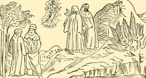 Dante im Fegefeuer sieht die Vision von Beatrice, ca. 1930 von Unbekannt