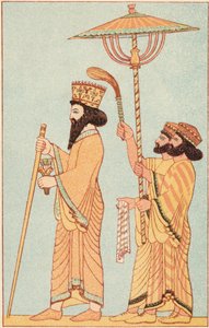 Darius I. 548-486 v. Chr., Achämenidenkönig von Persien ab 521, mit Begleitern, 1881 von Unbekannt