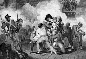 Tod von Nelson an Bord der HMS Victory in der Schlacht von Trafalgar, 1805 1827 von Unbekannt