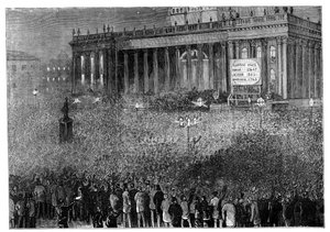 Bekanntgabe des Wahlergebnisses während der Parlamentswahl, Leeds, West Yorkshire, 1880 von Unbekannt