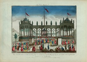 Dekoration und Beleuchtung der Bastille für das Fest der Föderation am 14. Juli 1790