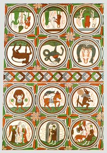 Dekoration in der Stora Råda alten Kirche, Västra Götaland, Schweden, 1928