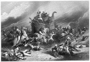 Niederlage der Peishwa-Armee vor Jhansi durch General Rose, 1. April 1858, ca. 1860