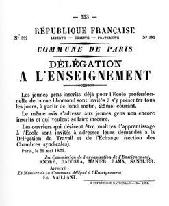 Delegation a LEnseignement, aus Französische politische Plakate der Pariser Kommune, Mai 1871
