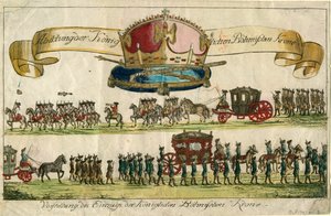 Darstellung der Königlichen Böhmischen Krone: Präsentation des Einzugs der Königlichen Böhmischen Krone, 1743 von Unbekannt