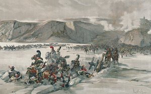 Zerstörung der sich zurückziehenden Russen am Satschan-See, 1805, 1896 von Unbekannt