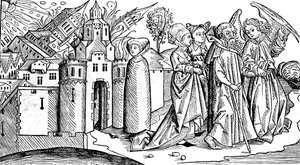 Zerstörung von Sodom und Gomorra durch Erdbeben, 1493
