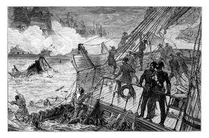 Zerstörung der türkischen Flotte bei Sinope von Unbekannt
