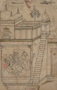 Desvarari Ragini: Folio aus einer Ragamala-Serie, Girlande der musikalischen Modi, frühes 18. Jahrhundert