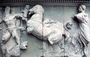 Detail vom Großen Fries des Pergamonaltars, 180-159 v. Chr.