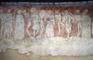Detail eines Freskos, das den Totentanz darstellt, Kirche Saint Robert in La Chaise Dieu von Unbekannt
