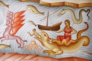 Detail eines Freskos in der griechisch-orthodoxen Kirche von Kapharnaum, Israel von Unbekannt