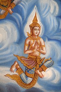 Detail eines Freskos im Wat Chiang Mun, Chiang Mai, Thailand von Unbekannt