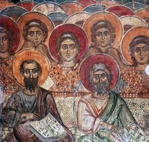 Detail eines Freskos von Heiligen im Paradies, 13. Jahrhundert von Unbekannt