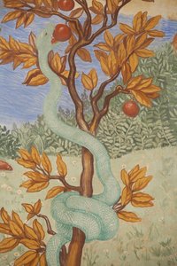 Detail eines Freskos, das den Garten Eden zeigt, Puteaux, Frankreich von Unbekannt