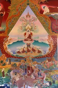 Detail eines Wandgemäldes in der Uposatha (Schreinhalle) des Buddhapadipa-Tempels, Wimbledon, Großbritannien von Unbekannt