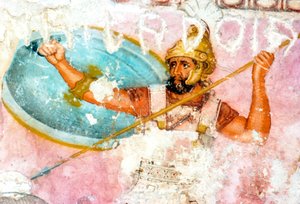 Detail der Malerei auf einem etruskischen Sarkophag aus Tarquinia von Unbekannt
