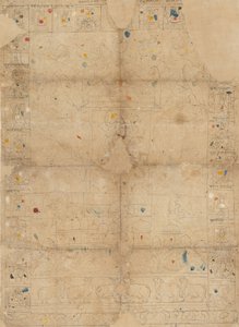 Diagramm für eine Pichawai, Darstellung des Sharad Purnima, Vollmond im Herbst, Mitte des 19. Jahrhunderts von Unbekannt