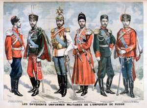 Verschiedene russische Militäruniformen des Kaisers, 1896 von Unbekannt