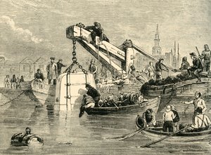 Taucherglocke, verwendet beim Bau des Themsetunnels, um 1878