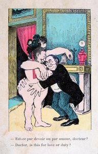 Doktor, ist das aus Liebe oder Pflicht, Vintage französische Postkarte, ca. 1900