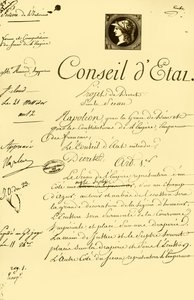 Entwurf eines Dekrets über die Form und Zusammensetzung des kaiserlichen Siegels, 10. Juli 1804, 1921 von Unbekannt