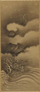 Drache und Wellen, Edo-Periode, 1615-1868 von Unbekannt