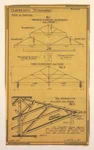 Zeichnung, Entwurf für ein Massenbetriebs-Haus von Hector Guimard, Rahmenkonstruktion