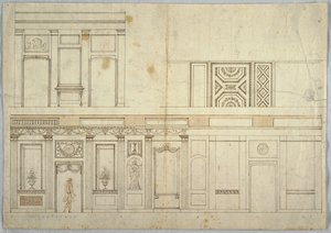 Zeichnung, Entwurf für ein Interieur, 1800–1820