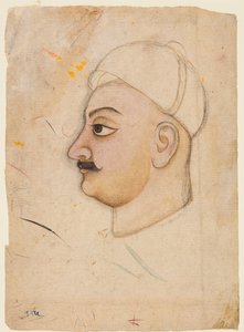 Zeichnung eines Mannes mit ungewöhnlichem Turban von Unbekannt