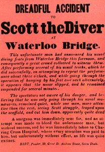 Schrecklicher Unfall von Scott dem Taucher an der Waterloo-Brücke, 1841, 1948 von Unbekannt