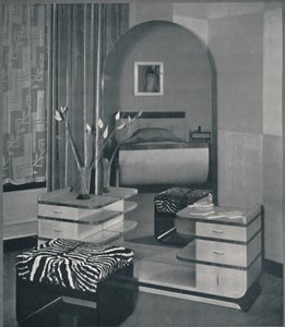 Frisiertisch und Hocker entworfen für die Frankl Galleres, Inc., 1933