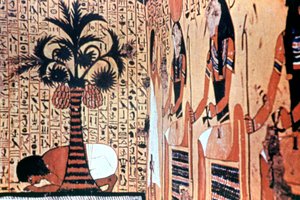 Trinken aus dem Fluss, Tempelwandmalerei, Theben, Ägypten von Unbekannt