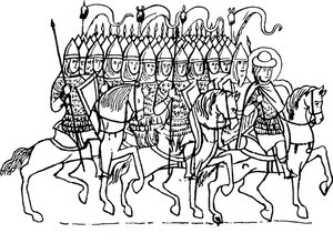 Druzhina von Prinz Boris aus der Geschichte der Heiligen Boris und Gleb von Unbekannt