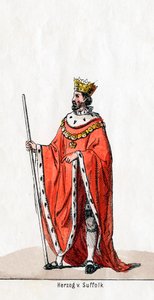 Herzog von Suffolk, Kostümentwurf für Shakespeares Stück, Heinrich VIII, 19. Jahrhundert von Unbekannt