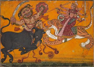 Durga tötet Mahisha, um 1700-1710